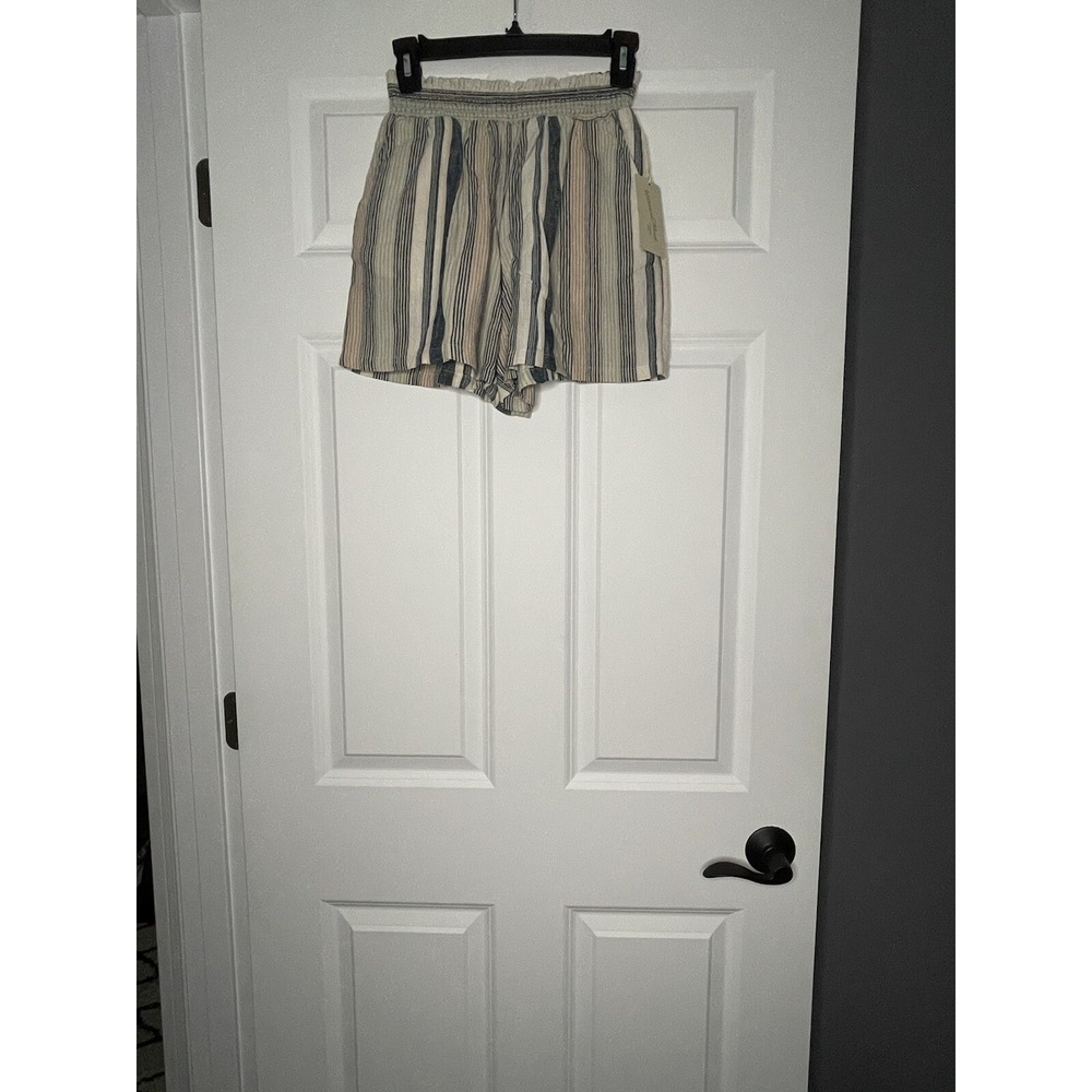 Universal Thread High Rise Linen Blend Pull On Shorts XS Multicolor Stripe Nwt